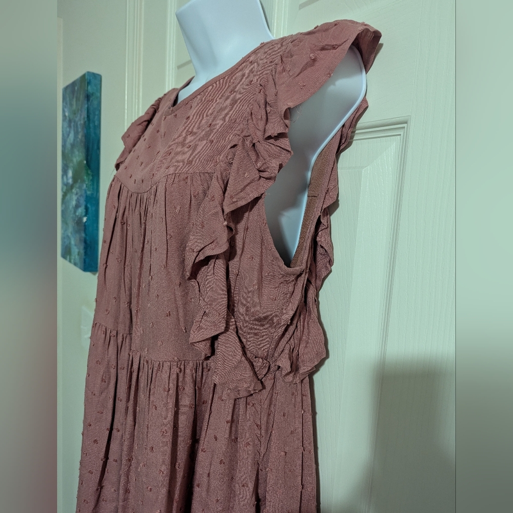 Ruffled Sleeveless Dress in Dusty Pink - Picture 5 of 9